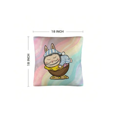 Funny Labubu Throw Pillow Cover, The Monsters Decorative Square Pillowcase Throw Cushion Case for Bedroom,Living Room,18x18 Inch