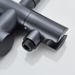 Black Bathroom  Bathtub Faucet With Hand Shower  Hot and Cold Faucet Floor Mounted Tub