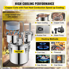 SucceBuy 3Gal 5Gal 9.6Gal Moonshine Still Alcohol Apparatus DomesticWater Distiller BeerDispenser Making Machine for Wine Brandy