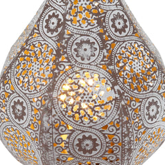 Moroccan Battery Powered Table Lamp Metal Lantern Lamps Candle Holder Wireless Cordless Lanterns for Outdoor Garden Home Decor