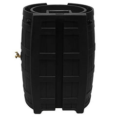Rain Wizard 65 Gallon Rain Barrel Self Draining Planter Brass Spigots UV Resistant Linkable Polyethylene Outdoor Garden Water