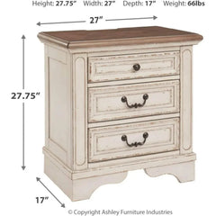 Nightstand with Electrical Outlets & USB Ports, 3-Drawer Wood Bedside Table