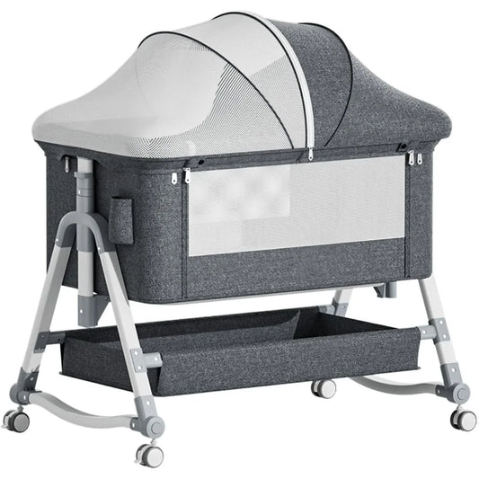 4 in 1 Baby Bassinet Bedside Sleeper Baby Crib, Adjustable Cosleeper for Baby, Easy Folding Portable Baby Bed Rocking Bassinets