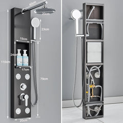 Black Shower Panel Column Big Screen Blue Light Rain&Waterfall Shower Head  Massage Jets Mixer Bathroom Shower Faucet