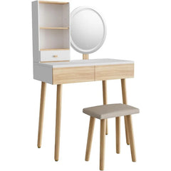 Makeup Vanity Desk with Lights, Small Vanity with Adjustable Brightness Mirror for Small Spaces, Vanity Desk with Drawers