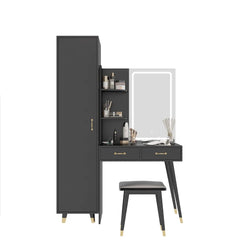 Bedroom Vanity Makeup Dressing Table Set with Led Lights with Wardrobe Armoires