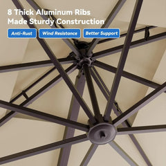 10x13FT Cantilever Outdoor Patio Umbrellas, Double Top Large Rectangle Umbrella