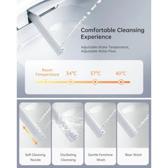 Smart Toilet,One Piece Bidet Toilet for Bathroom ,Warm Water and Dry,Heated Seat,Foot Sensor and Night Light, Auto Flush