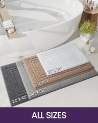 Bathroom Rug Mat 36x24, Ultra Soft Absorbent Mats, Non Slip Washable Shower Floor Rugs, Quick Dry Microfiber Bathmat for Tub, Si