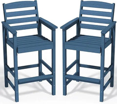 Tall Adirondack Chairs Set of 2, Balcony Adirondack Chairs Set, Outdoor Bar Height Barstools Chair Set  Bistro Poolside, Garden