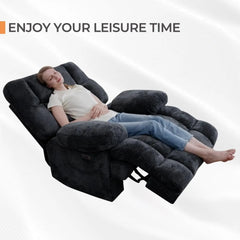 Oversized Power Recliner Chairs for Adults, Electric Reclining Chairs, Soft Fabric Overstuffed Single Recliners Chair ，Grey