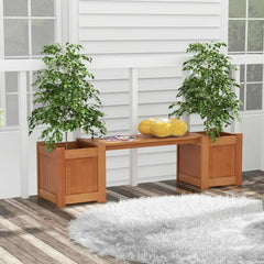 Outdoor Bench  Wood Raised Garden Bed with Open Base, Weather-Resistant Deep Planter Boxes for Flowers Fruit Vegetable