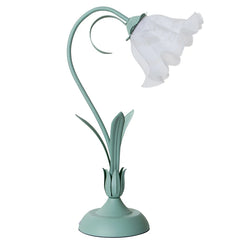 Durable Table Lamp, Green Floral Design, Iron & Glass Construction, E26 Light Source (Not Included), Perfect for Relaxing