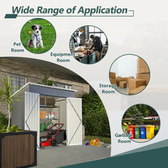 Outdoor Storage Shed, 6 X 4 FT Large Metal Utility Tool Sheds with Floor Frame, Steel Garden Shed for Backyard Garden Patio Lawn