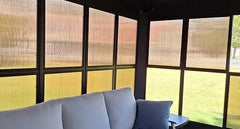 12' X 20' Sunroom, Permanent Hardtop Gazebo Solarium Galvanized Steel Double Roof Aluminum Outdoor Screen House for Patio Deck