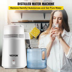 SucceBuy 4L Water Distiller Purifier Filter Dispenser Heating Drinking Bottle Softener 304 Stainless Steel Home Appliance