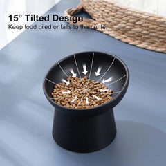 Black heightened cat bowl, tilted cat food bowl, no pressure, anti-vomiting, ceramic water bowl