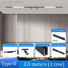 Dimmalbe LED track Light Full Set 360° Adjustable COB Embedded Track lighting For Clothing Shop Kitchen Rail Lighting
