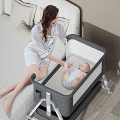 4 in 1 Baby Bassinet Bedside Sleeper Baby Crib, Adjustable Cosleeper for Baby, Easy Folding Portable Baby Bed Rocking Bassinets