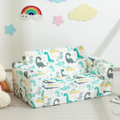 Fold Out Toddler Couch, Extra Wide Comfy 2-in-1 Cuddly Sherpa Sofa for Kids, with Removable Baby Friendly Blanket, Convertible