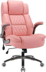 High Back Office Chair- Flip Arms Adjustable Built-in Lumbar Support, Executive Computer Desk Chair Work Chairs