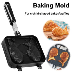 Double Fish Shaped Taiyaki Dessert Waffle Cake Maker Pan Non Stick Taiyaki Cooking Bakeware Aluminum Alloy Taiyaki Baking Pan