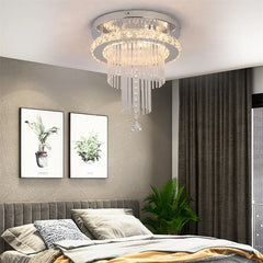 Crystal Chandelier Chrome Ceiling Lamps Led Flush Mount Stainless Steel Fixture Aisle Light Lustre Dining Room Living Room Decor