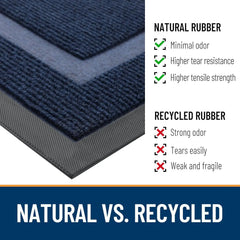 Front Door Mat Indoor Outdoor Entrance, Waterproof All-Season, All-Weather Doormat, Sturdy Natural Rubber, Fade Resistant,
