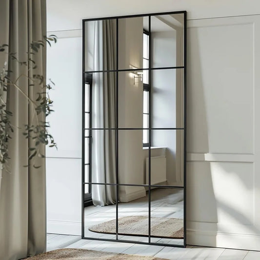 Windowpane Mirror Full Length 71"x30" Wall Mounted Art Pane Mirror Farmhouse Decorative Floor Mirror Leaning Hanging Wall
