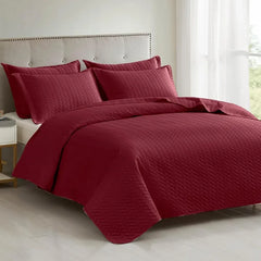 White Quilt Set Queen Size, Lightweight Bedspread Ultrasonic Chevron Pattern Light Coverlet for All Season Comforter Bedding