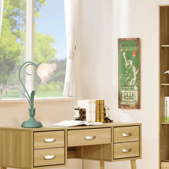 Durable Table Lamp, Green Floral Design, Iron & Glass Construction, E26 Light Source (Not Included), Perfect for Relaxing