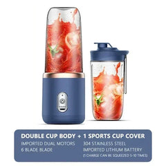 Portable Juicer Blender 400ml Electric Fruit Juicer USB Charging Lemon Orange Fruit Juicing Cup Smoothie Blender Machine 2cups