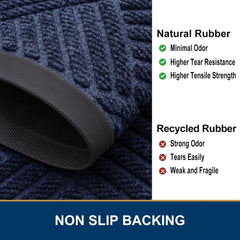 Front Door Mat Outside Entrance, Heavy Duty Outdoor Indoor Natural Rubber Doormat, Non Slip, Trap Dirt and Moisture, Easy Clean,