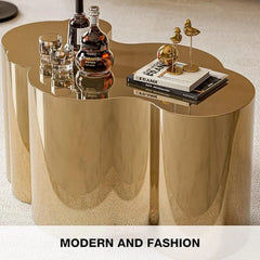 Modern Gold Stainless Coffee Table,Stainless Steel Small Cloud Fashion Design Accent Table End Table for Living Room Bedroom