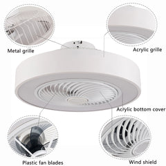 22'' Invisible Ceiling Fan Light Bladeless 3Color Change Fan Lamp LED Chandelier