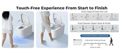 Smart Toilet with Built-in Tank & Bidet,4-Second Quiet Flush, Foot Sensor Flush,Self-Cleaning, Dual User Memory, Auto Open/Close