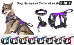Pet Harness Collar and Leash Set All-in-one Reflective Dog Harness No Pull with Adjustable Buckles for Puppies Small Medium