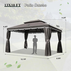 10x13 Outdoor Gazebo for Patio, Gazebo Canopy Tent with Mosquito Netting & Curtains, Party Tent Shelter with Waterproof Sunshade