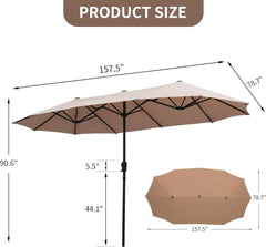 13Ft Large Patio Umbrella With Base Outdoor Double-Sided Market Extra Large Table Umbrella Outdoor Patio Easy Crank for Yard