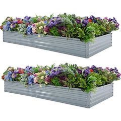 8x4x1ft(2 Pack) Galvanized Raised Garden Bed,Outdoor Planter Box Metal Patio Kit Planting Bed