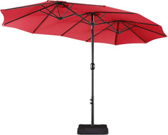 13 ft Large Patio Umbrella with Base Included, Double-Sided Outdoor Market Extra Umbrella with Easy Crank Handle