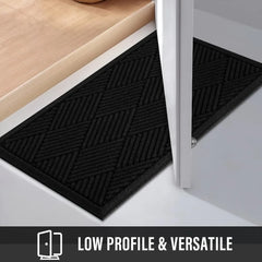 Sturdy doormat, absorbent, muddy and stain resistant, welcome doormat, fade resistant, non slip rubber backing, 72 × 24, black