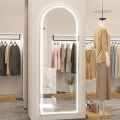 Full Length Mirrors with LED Lights, Arched Lighted Mirror, Free Standing Floor Mirrors, 63 "X 20"