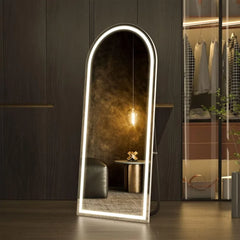 Full Length Mirrors with LED Lights, Arched Lighted Mirror, Free Standing Floor Mirrors, 63 "X 20"