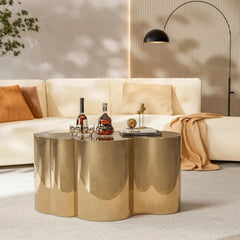 Modern Gold Stainless Coffee Table,Stainless Steel Small Cloud Fashion Design Accent Table End Table for Living Room Bedroom