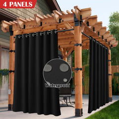 2/4PCS Waterproof Outdoor Curtains, UV Protection, Thermal Insulation, Sun Blocking, Grommet Top for Porch, Pergola, Cabana