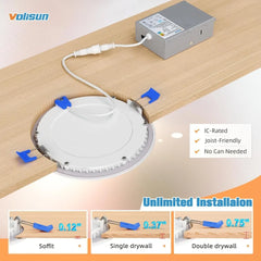 24 Pack 6 inch Recessed Lighting, 5CCT LED Recessed Light with Junction Box, 2700K-5000K Selectable, 13W Eqv 120W,