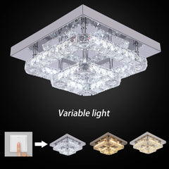 Crystal Flush Mount Ceiling Light Fixtures LED Round Square Chandelier Light Fixture Ceiling Lamp for Kitchen Hallway Foyer