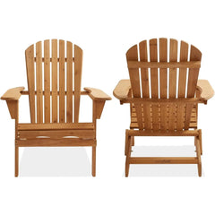 Folding Adirondack Chair, Set of 2 Cedar Wood Outdoor Fire Pit Lounge Chairs for Patio, Deck, Yard, Lawn and Garden Seating, Pa