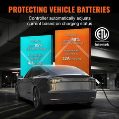 Level 2 Portable EV Charger 32 Amp 240V Electric Vehicle Charger with 28 ft Charging Cable NEMA 1450P Plug 16 20 24 32A Adjust